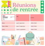 calendrier réunions de rentrée